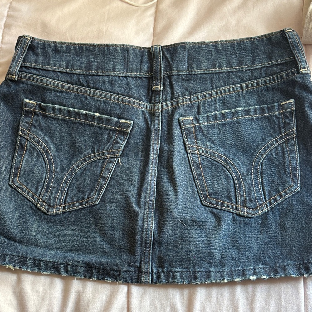 Hollister Indigo Denim Mini Skirt with Brown Lace-Up Front - Picture 3 of 3